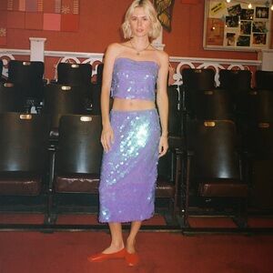 Lisa Says Gah Purple Sequin Skirt